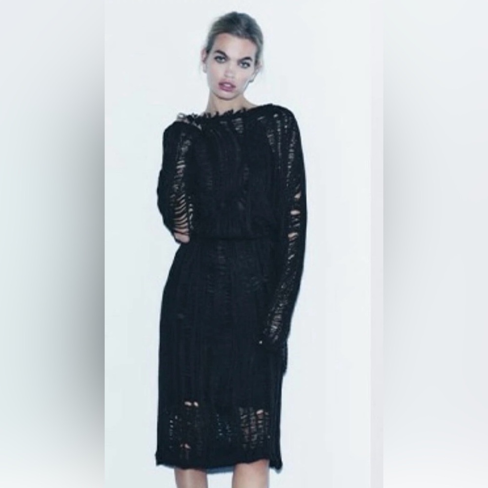RED Valentino Black Long Sleeve Lace Dress, Sz S.